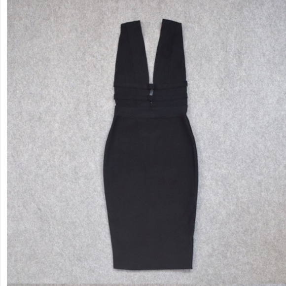New Spring Women Hollow Cut Out Bandage Bodycon Dress New Sexy Black Size Large - Picture 2 of 5